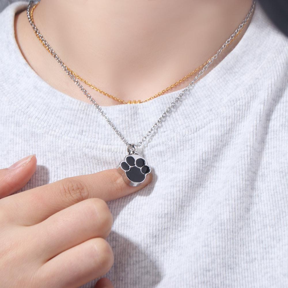 Waterproof Urn Necklaces Paw Print Ash Holder Necklace Wearable Urn Necklace  Fashion Accessories