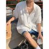 2023 Retro Men's Summer Hong Kong Style Loose Shirt - Fun Niche Design Student Outerwear