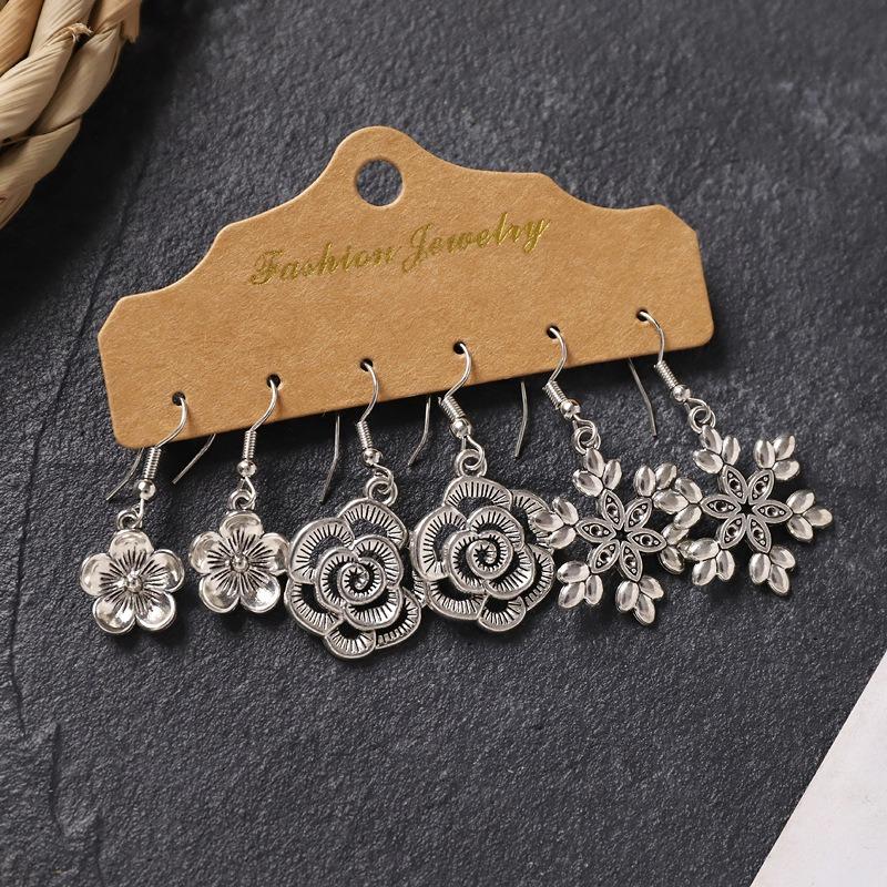 Earrings Set, Retro Handmade Tibetan Silver Earrings, Simple and Versatile Fringed Women's Ear Jewelry.