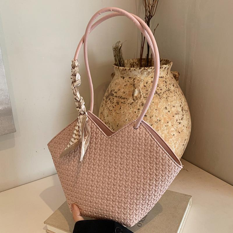 PU Leather Bags for Women Handmade Knitting Bags Handwoven Female Bags Shoulder Bags Luxury Brand Fashion New