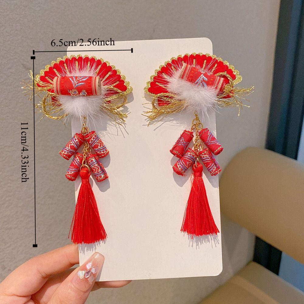 Chinese Style Children's New Year Hairpin Hanfu Headwear Cute New Year Barrettes Tang Suit Flower Ancient Style Hair Clip Girls