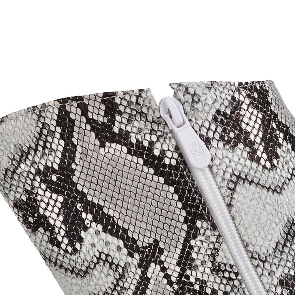 Q/Dámské kozačky na vysokém podpatku Sexy vzor hadí kůže Dámské kozačky na silném podpatku Podzim a zima Nové velké kozačky