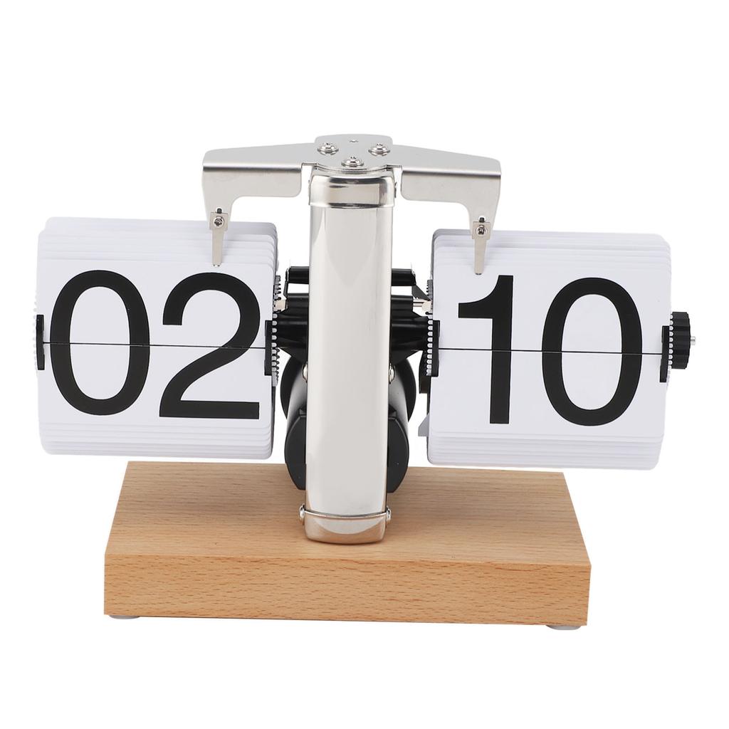 Retro Digitale Klappuhr Flip Schreibtischuhr Mechanisch Batteriebetrieben Heim Büro Dekor 24 Stunden Holzsockel Weiß