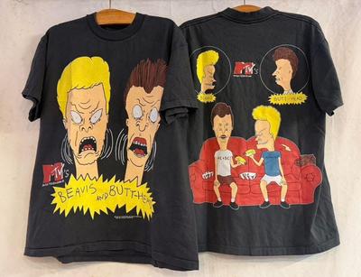 Vintage 1993 Beavis & Butthead MTV Stanley Desantis Black XL T-Shirt REPRINT