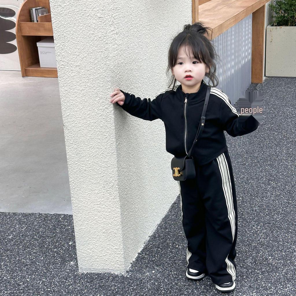 2025 Spring/Autumn Korean Style Girls' Fashion Long Sleeve Two-Piece Sports Set