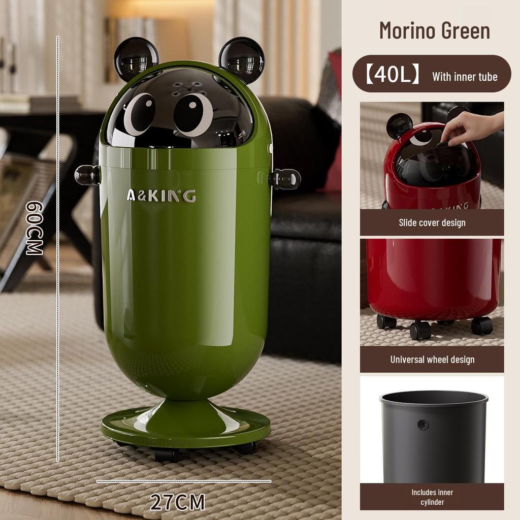 2026 High-End Large Capacity Trash Can with Wheels & Flip Lid for Living Room/Bedroom