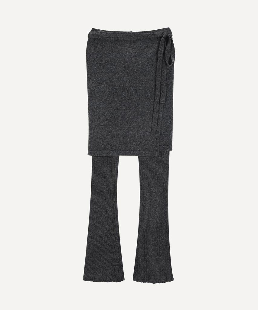 Daenkeudieo Layered Knit Wrap Set Pants - Charcoal