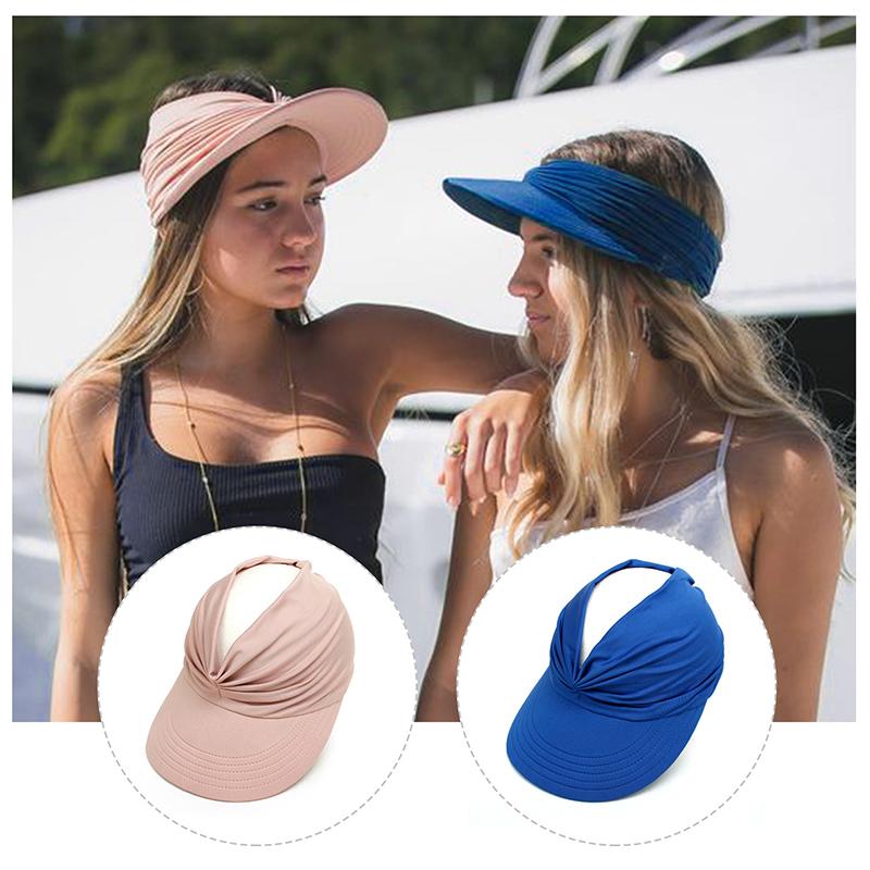 Beach Empty Top Sun Hats Women Girls Wide Brim Visor Hat Summer UV Protection Sunscreen Caps Outdoor Sports Fashion Baseball Cap