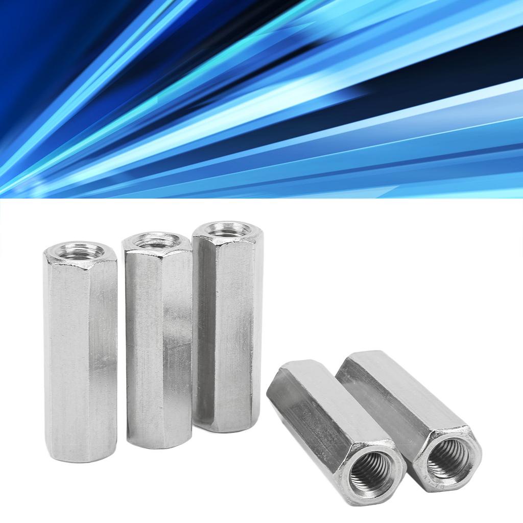 5 Pezzi Dado di Accoppiamento Esagonale M12x1.75 L60mm Acciaio Inossidabile 304 Dadi di Accoppiamento Esagonali Connettore per Barra Filettata