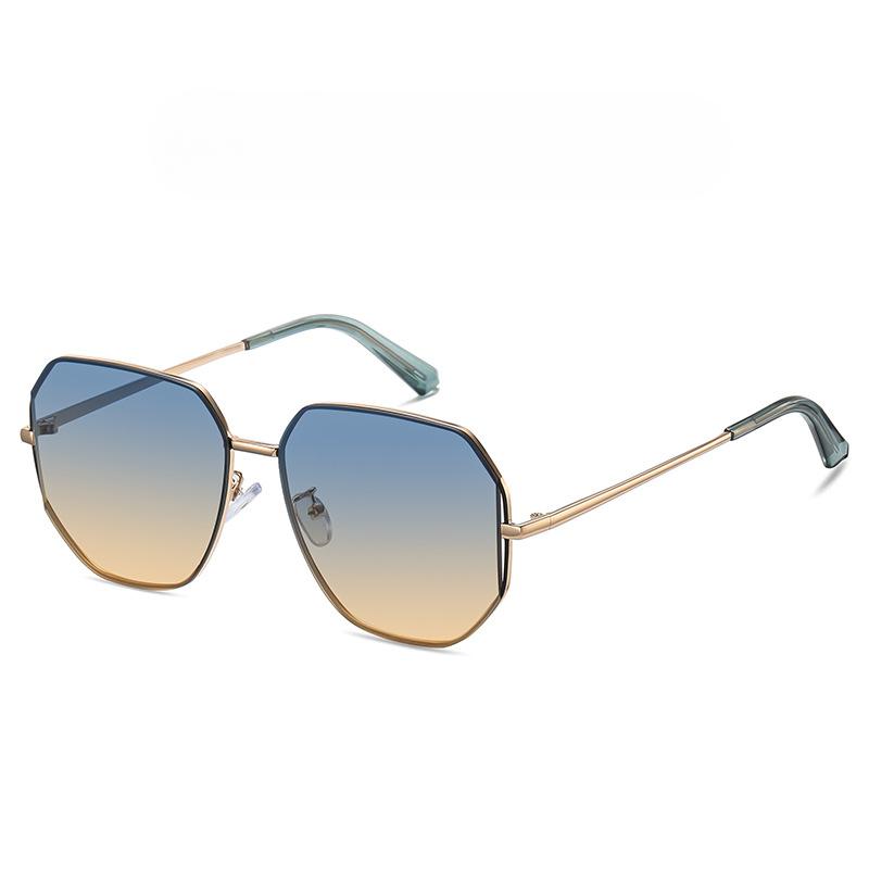 Fashion Sunglasses Retro Stainless Steel Sunglasses Female Ins High Sense Big Frame Sunglasses Female Metal Glasses