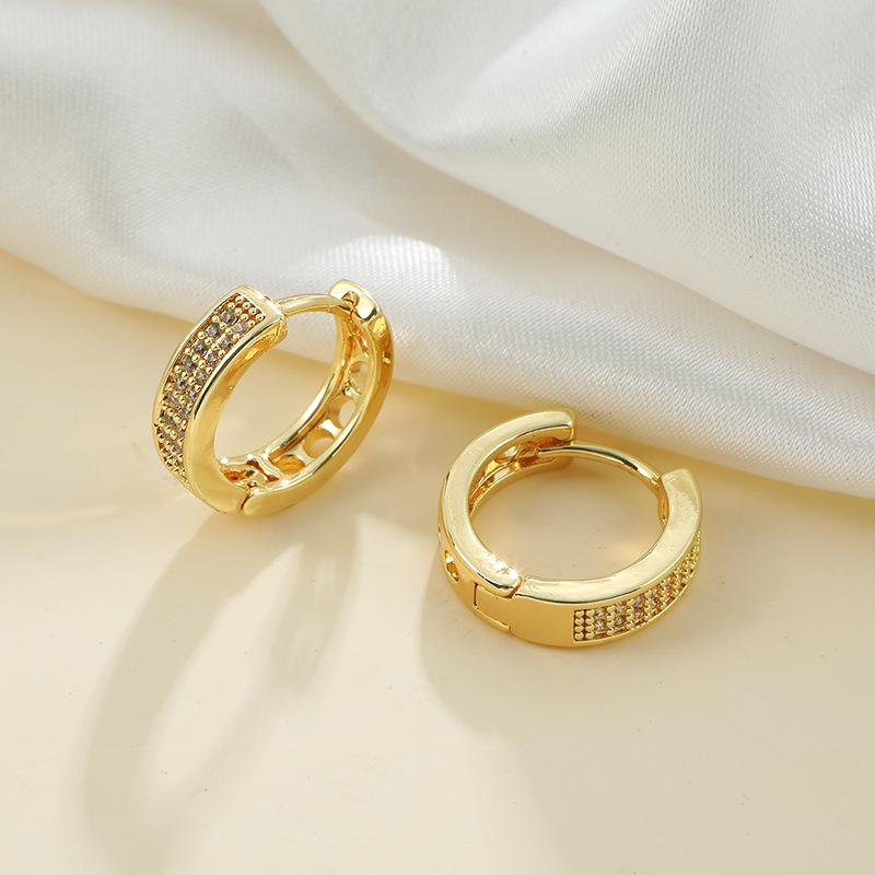 Huazi Style Zircon Stud Earrings for Women - Gold-Plated, Non-Fading Luxury Jewelry
