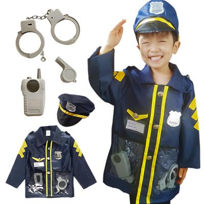 MIHI Police Officer Costume for One Size Fits Includes and Set Police Car Balloon Children's Day, Halloween, Boys, All, Hat, Handcuffs, Walkie-Talkie,