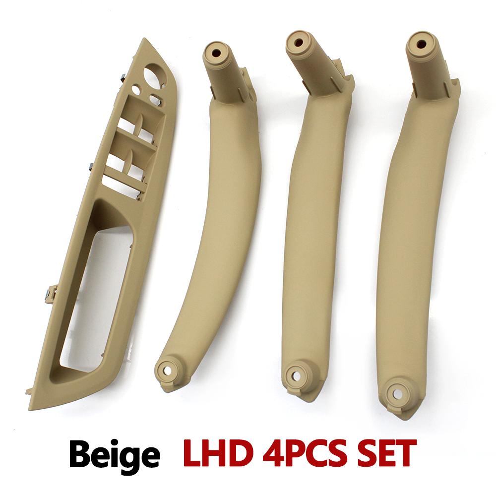 4PCS Set Car Front Driver Door Handle Armrest Cover Interior Door Pull Handle Panel Trim Cover For BMW X5 X6 E70 E71 2007-2013