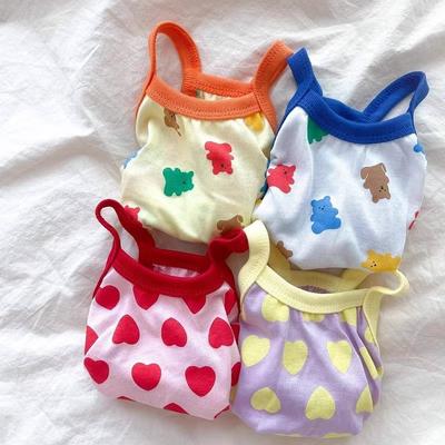 Love Full Print Colorful Small Suspenders Summer Dog Clothes Thin Teddy Bear Small Dog Cat Pet Clothing