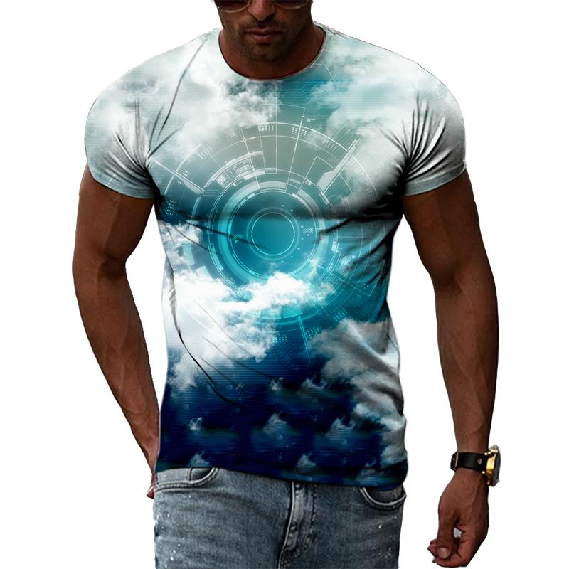 Letní móda Kreativní obrázek Pánské tričko Potištěné personalizované technologické prvky Vyrobeno v Číně Top s kulatým výstřihem a krátkým rukávem