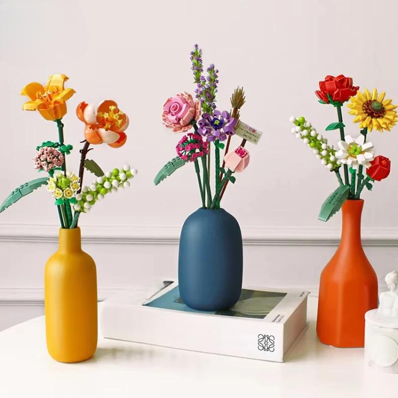 Romantic Wildflower Bouquet Flower Building Set Home Decoration Building Block Toys Valentine's Day Gift for Girlfriend