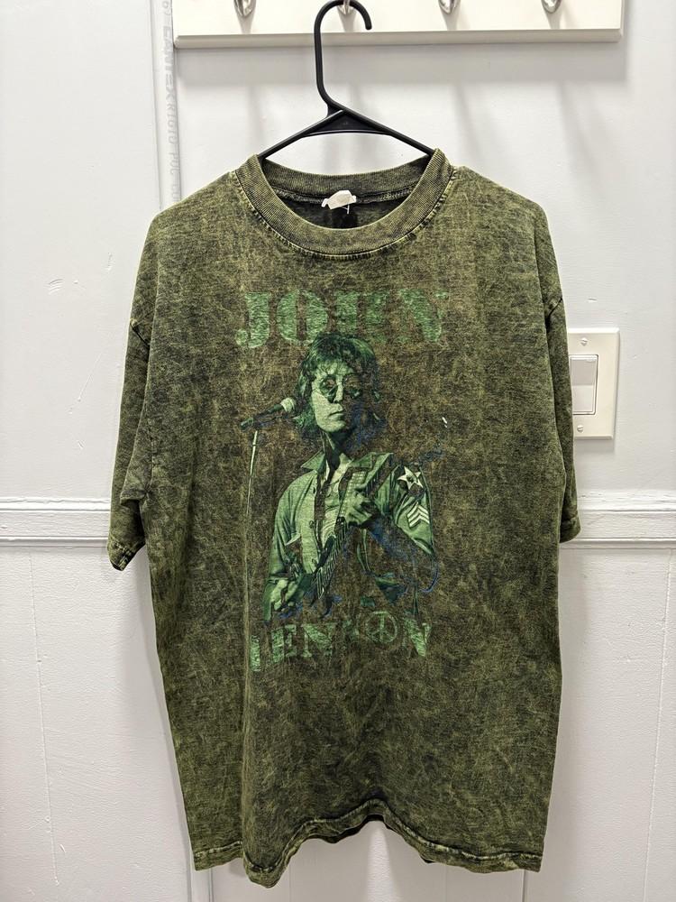 

Vintage John Lennon Shirt Mens Large Green Graphic T-Shirt Peace Rock Band 2010s Unisex T-Shirt XXXL