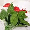 1ks 3 hlavy 9 listů Umělá rostlina Anthurium květina Domácí kancelář Zahrada Dekor