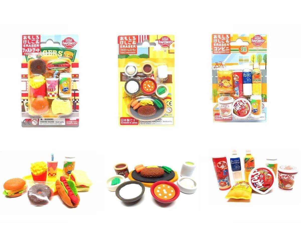 

fun set featuring your favorite everyday foods fast family Blister-packed erasers 3-pack (convenience store, food, restaurant) белый