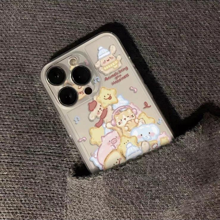 Cartoon cute Christmas bear applies to Apple 16/14promax mobile phone case 12/11pro transparent xs/xr soft