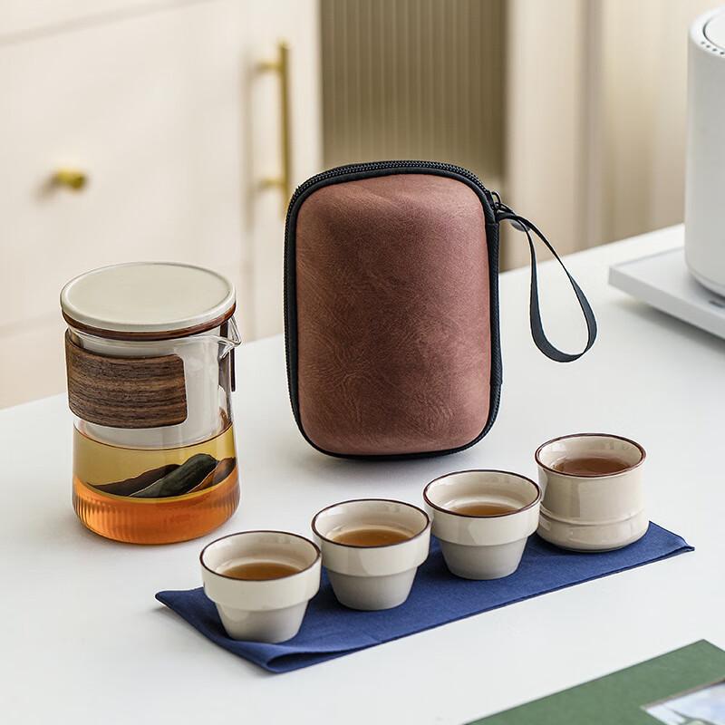 Portable Glass & Ceramic Travel Tea Set