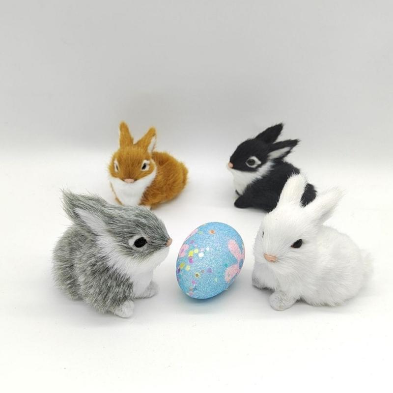 Realistic Rabbit Figurine Lively Easters Bunnies Stuffe Farm Animal Plush Rabbit Statue Spring Home Decors Photo Props
