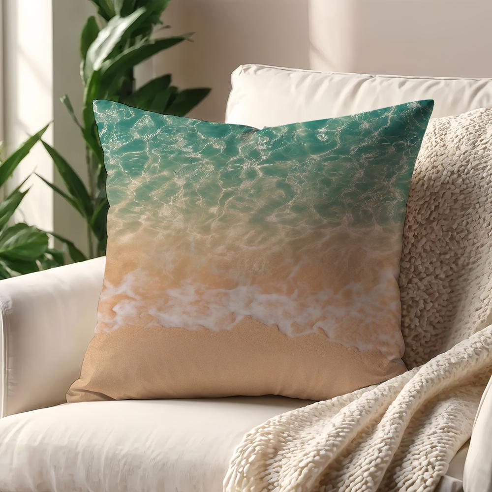 WWhite Foamy Waves on the Beach cushion cover For Pillow Printing Sofa Decoration Home Car Room Coffee Office Nordic Simplicity