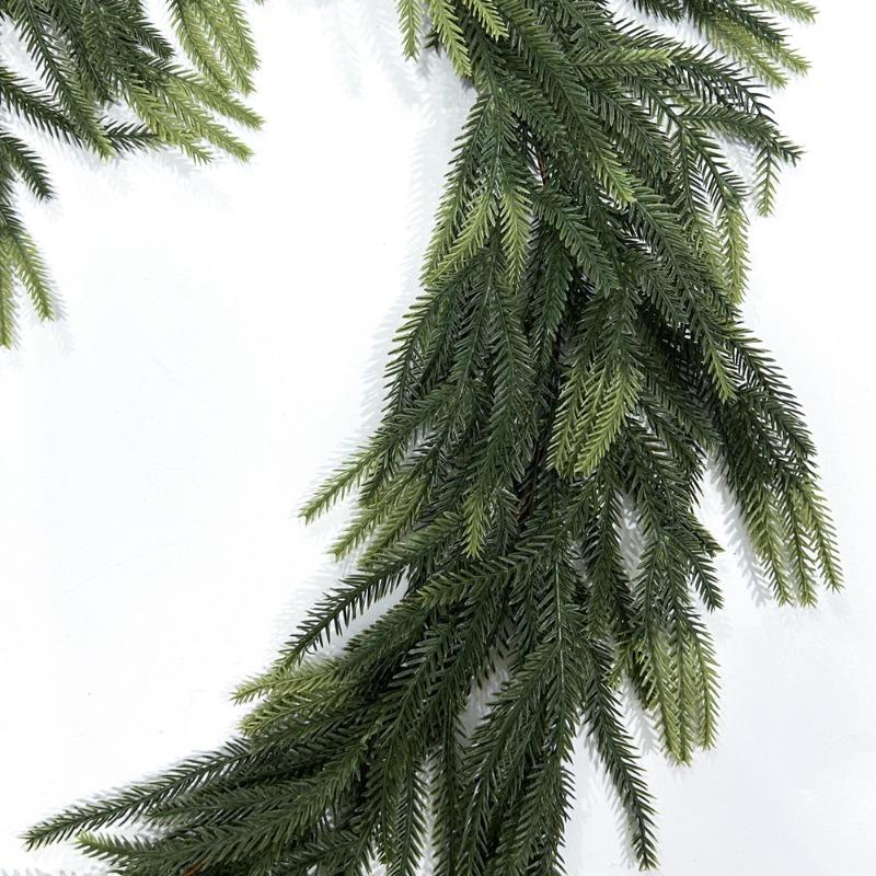 Artificial Soft Rubber Simulation Green Plant, Vine and Vine Home Christmas Door Hanging Pine Needle Decorative Pendant
