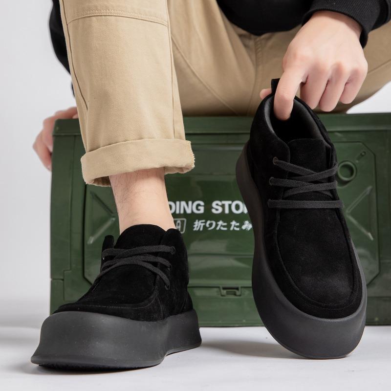 Trend Martin Boots Men's British Retro Autumn and Winter Frosted Leather Thick-soled Tooling Fleece Warm Casual Board Shoes