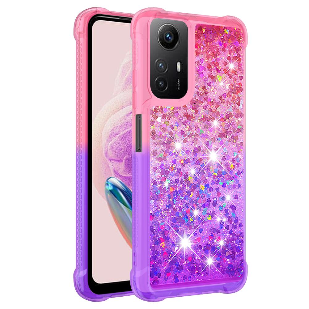 

For Xiaomi Redmi Note 12S 4G/Note 11 4G (Qualcomm)/Note 11S 4G TPU Case Gradient Quicksand Phone Back Cover Pink+Purple