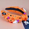 Sparkling Halloween Headband with Crystal Rhinestone & Pearl Elegant Hair Band for Women Girls Festival Party