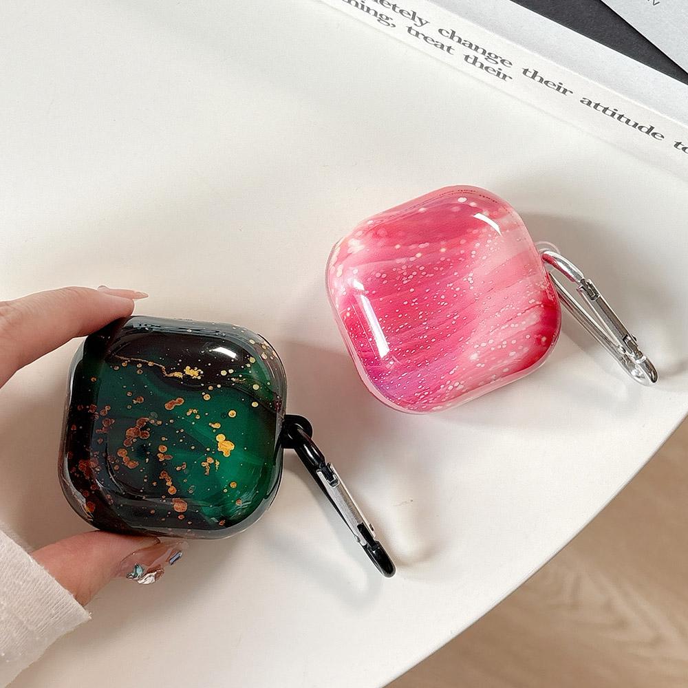 Gloss Marble Texture Headphone Case For Samsung Galaxy Buds Live Buds FE Buds 2 Pro Cute Earphone Cover Funda