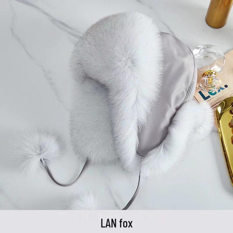 

Женская шапка-ушанка из искусственного лисьего меха, пушистая лыжная шапка с защитой ушей для тепла осенью и зимой. One Size with Elasticity