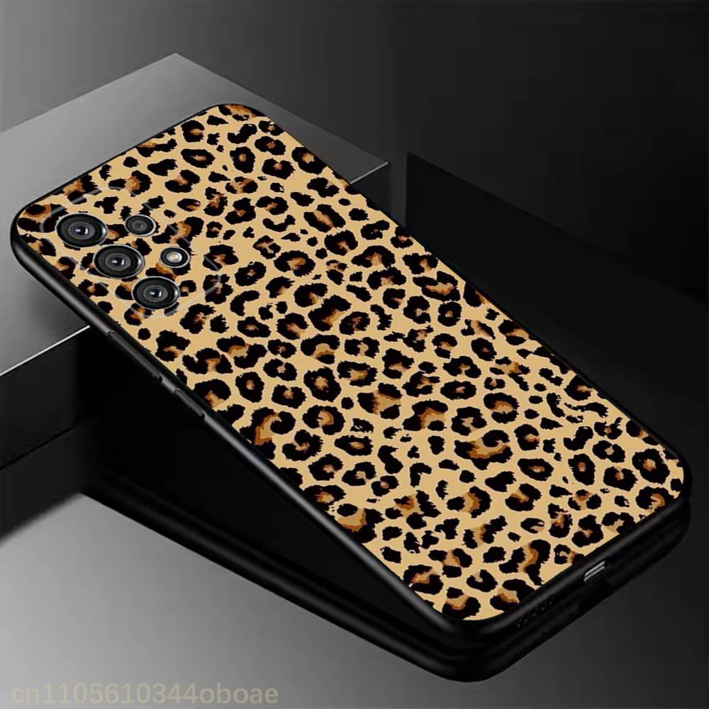 Fashion Leopard Print Phone Case For Samsung Galaxy A13,21s,22,31,32,52,53,71,80,A91 Soft Black Shell