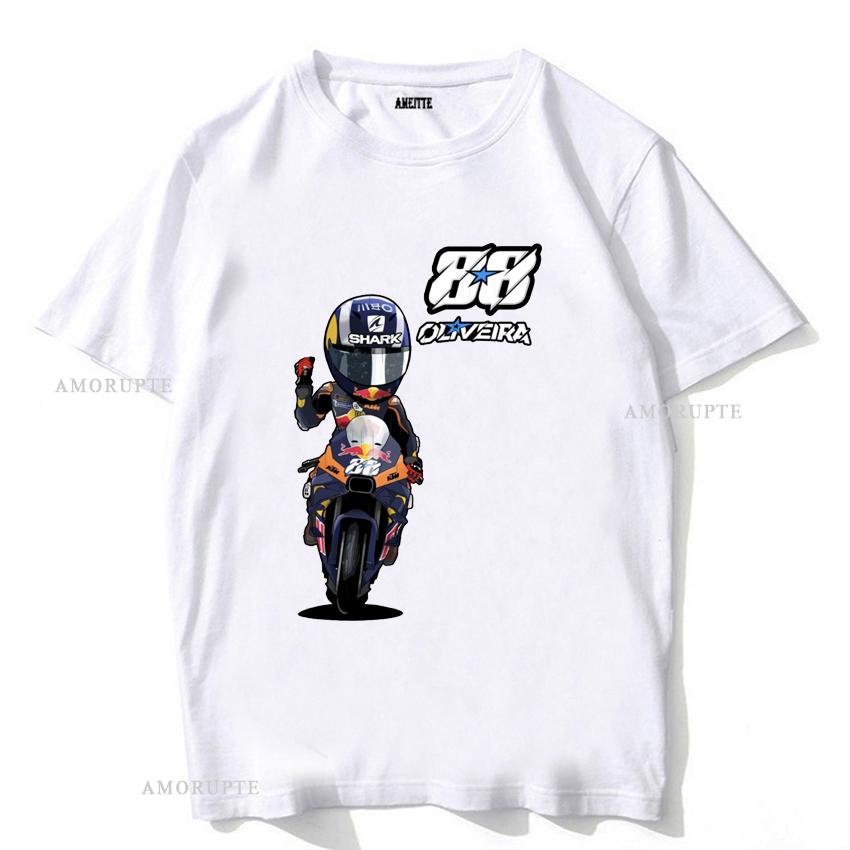 Miguel Oliveira 88 2023 GP Zawodnik Koszulka Nowa Letnia Męska Krótki Rękaw Zabawna Chłopięca Codzienne Koszulki Motocykl Sport Jazda Białe Góry