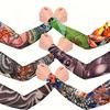 6 Stück gemischte Tattoo-Armschoner für Männer, Eisseide, Sonnenschutz, Kühlende Armschoner für Outdoor-Sportarten, Radfahren und Angeln