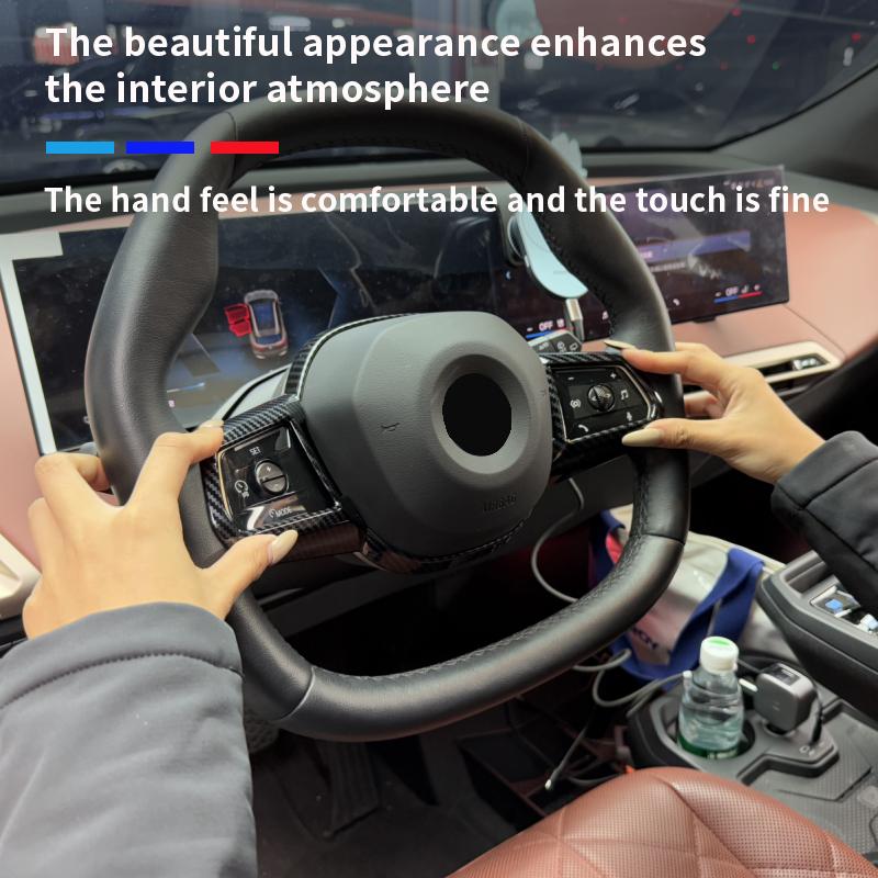 For BMW iX 2025-2025 ASB Carbon Fiber Interior Steering Wheel Switch Trims Stylish Car Interior Accessories