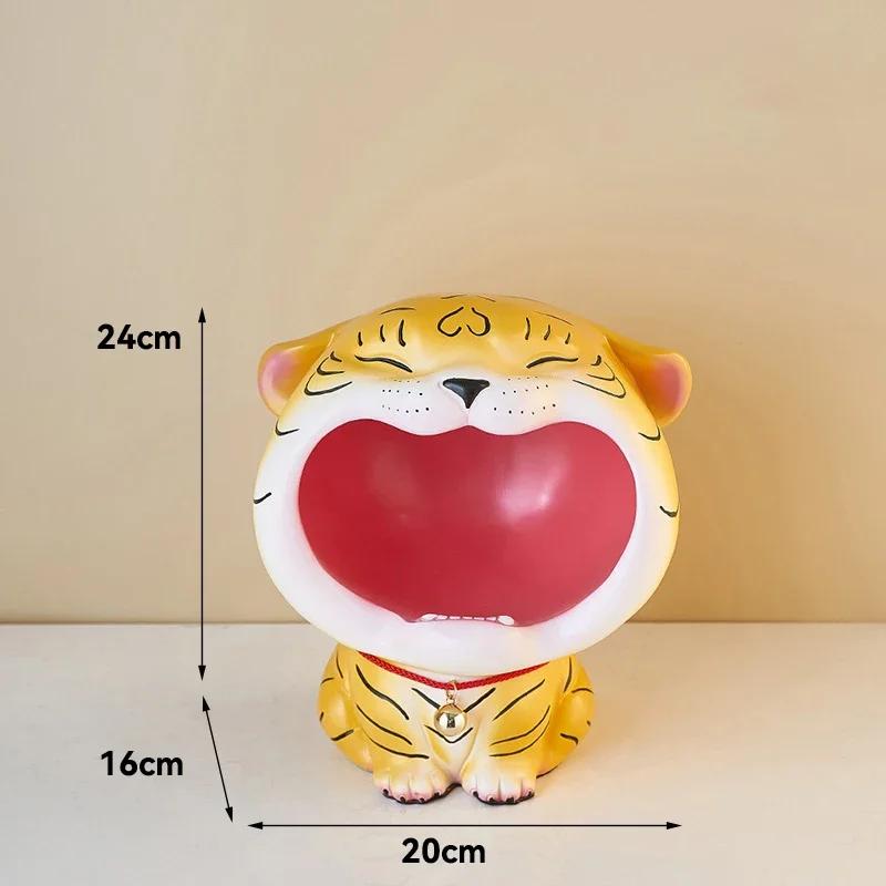 Cute Tiger 2022 Lucky Cat Figurines Money Box Tray Snack Food Storage Holder Desk Ornaments Chinese New Year Home Decoration