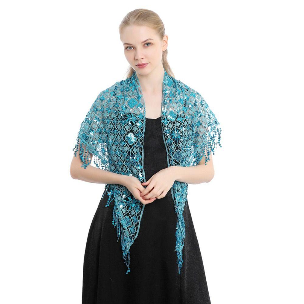Sequins Sequins Tassel Shawls Tassels Belly Dancing Scarf Triangle Shawl  Banquet Evening Dresses