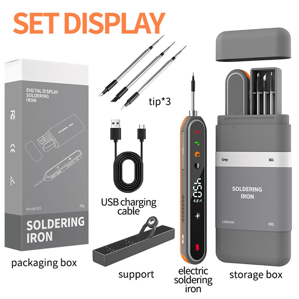 USB Smart Soldering Iron Temperature Adjustable Type-C Wireless Mini Welding Pen 181-111℃ Fast Heating Soldering Tip DIY Welding