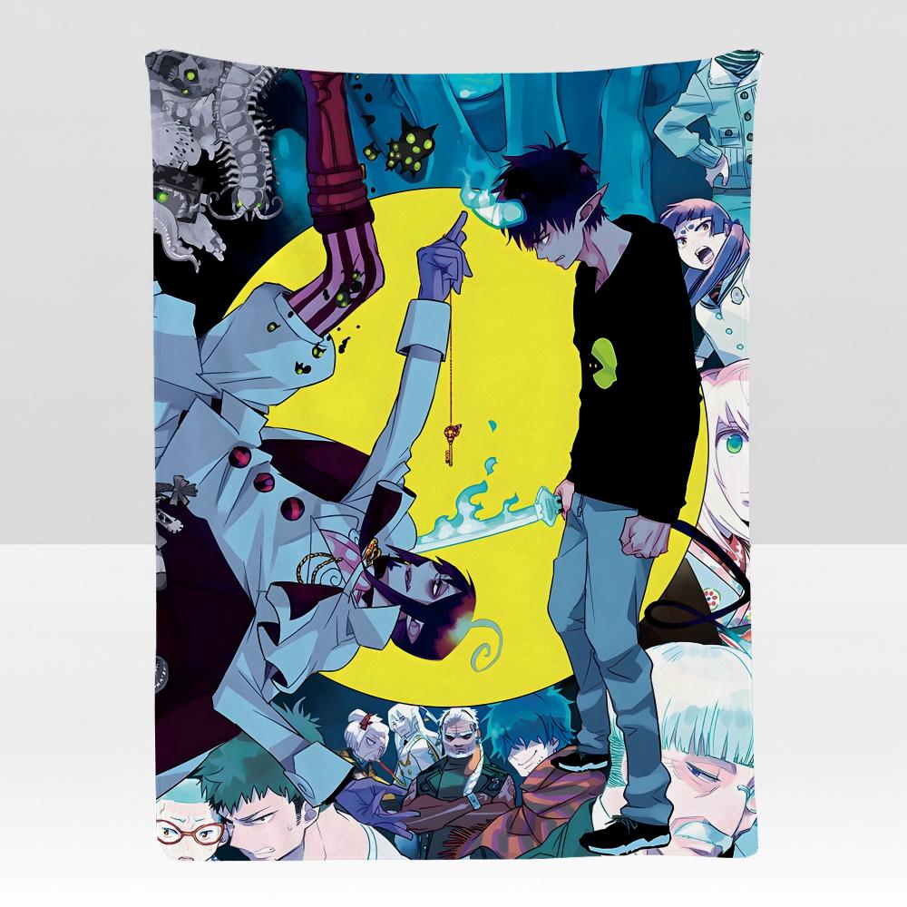 anime BBlue EExorcist Throw Soft Flannel Blanket for Bed Bedroom Sofa Picnic Throw Skinfriendly Breathable Gift Cover