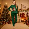 Christmas-print long-sleeve and long-pant matching family loungewear set