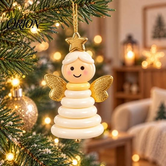 Christmas Decoration Materials for Crafts 2Pcs DIY Pendant Decoration, Plastic Hanging Ornaments with Santa Claus Snowman Angel Decor Shape, Tree Door