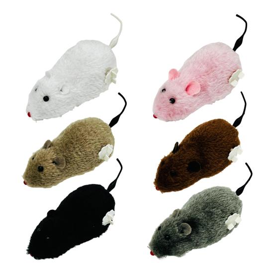 Wind-Up Mouse Cat Toy Realistic Furry Mouse Interactive Pet Toy Funny Moving Mouse for Chasing And Pouncing Play Stimulates Indoor Hunting Instincts