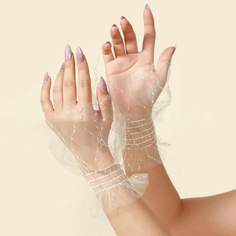 Perfect Match Mesh Decoration Fake Sleeves Removable Stretchy Fabric Wrist Flared Cuffs Sweater Ornaments Party Dresses Accessories