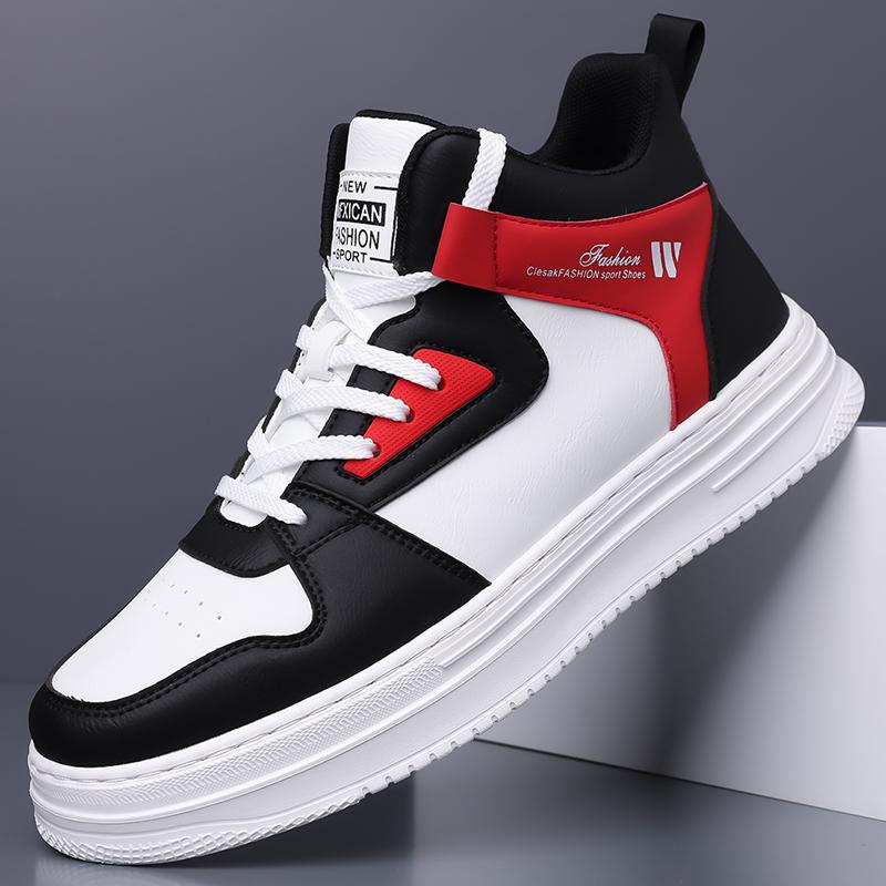 

Men s High-Top Shoes, Leather Sneakers, Trendy Versatile Casual Sneakers, Men s White Shoes 45