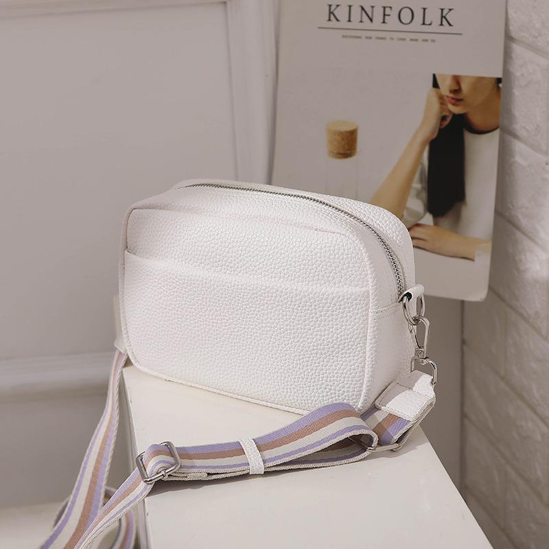 Real cowhide box wrap pebbled square shoulder crossbody bag