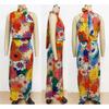 Women's Holiday Fashion Print Sleeveless Halter Waist Dress