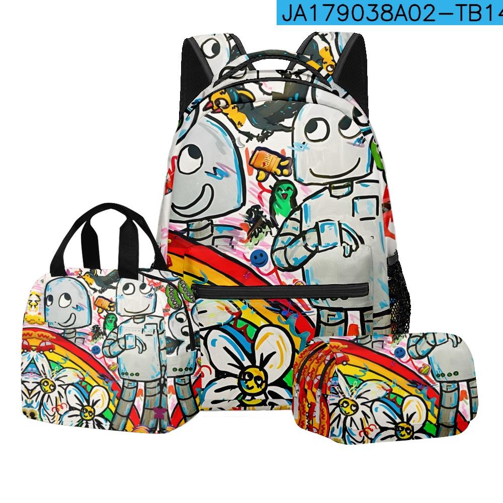 Mode Nieuwigheid Mode Cool Robot Dromen 3D Geprint 3 stuks/Set Student Schooltassen Laptop Dagrugzak Rugzak Lunchtas Etui