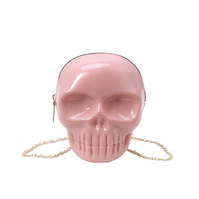 Rose Red Cute Carto Shoulder Bag Halloween Funny Ghost Skull Bag Pu Leather Zipper Handbag Purse Small Crossbody Phe Bags